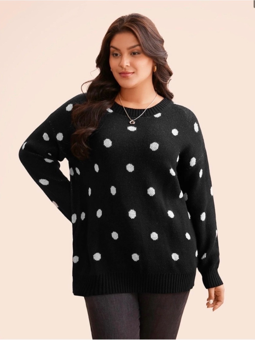 Lane Bryant Sweater with Sparkly White Polka Dots & Back Zip Detail (26/28)